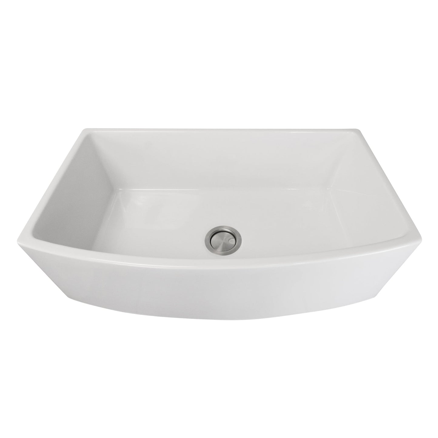 Nantucket Sinks Vineyard Collection 33" Rectangle Arched Front Undermount Porcelain Enamel Glaze White Fireclay Single Bowl Farmhouse Kitchen Sink With Curved Apron