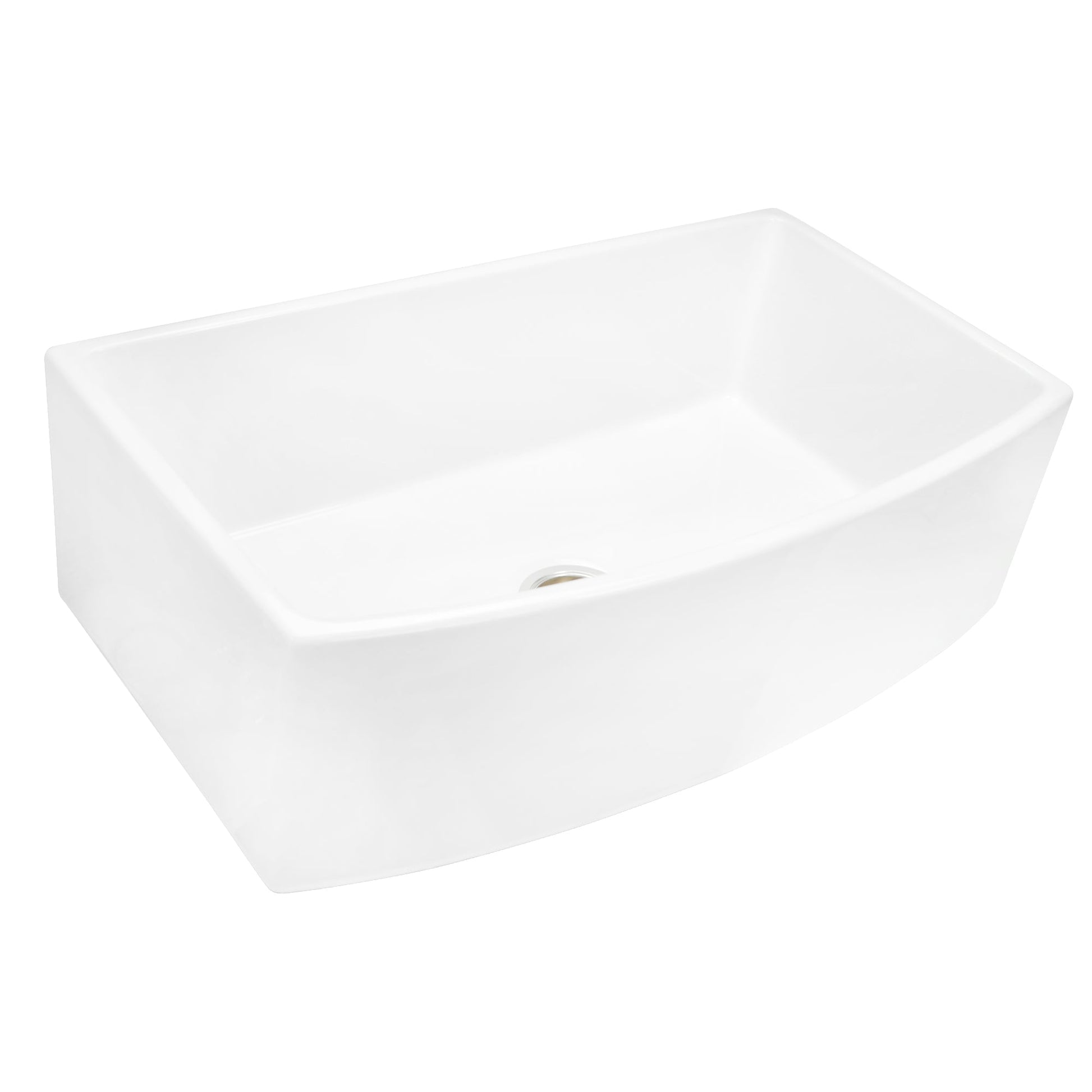 Nantucket Sinks Vineyard Collection 33" Rectangle Arched Front Undermount Porcelain Enamel Glaze White Fireclay Single Bowl Farmhouse Kitchen Sink With Curved Apron