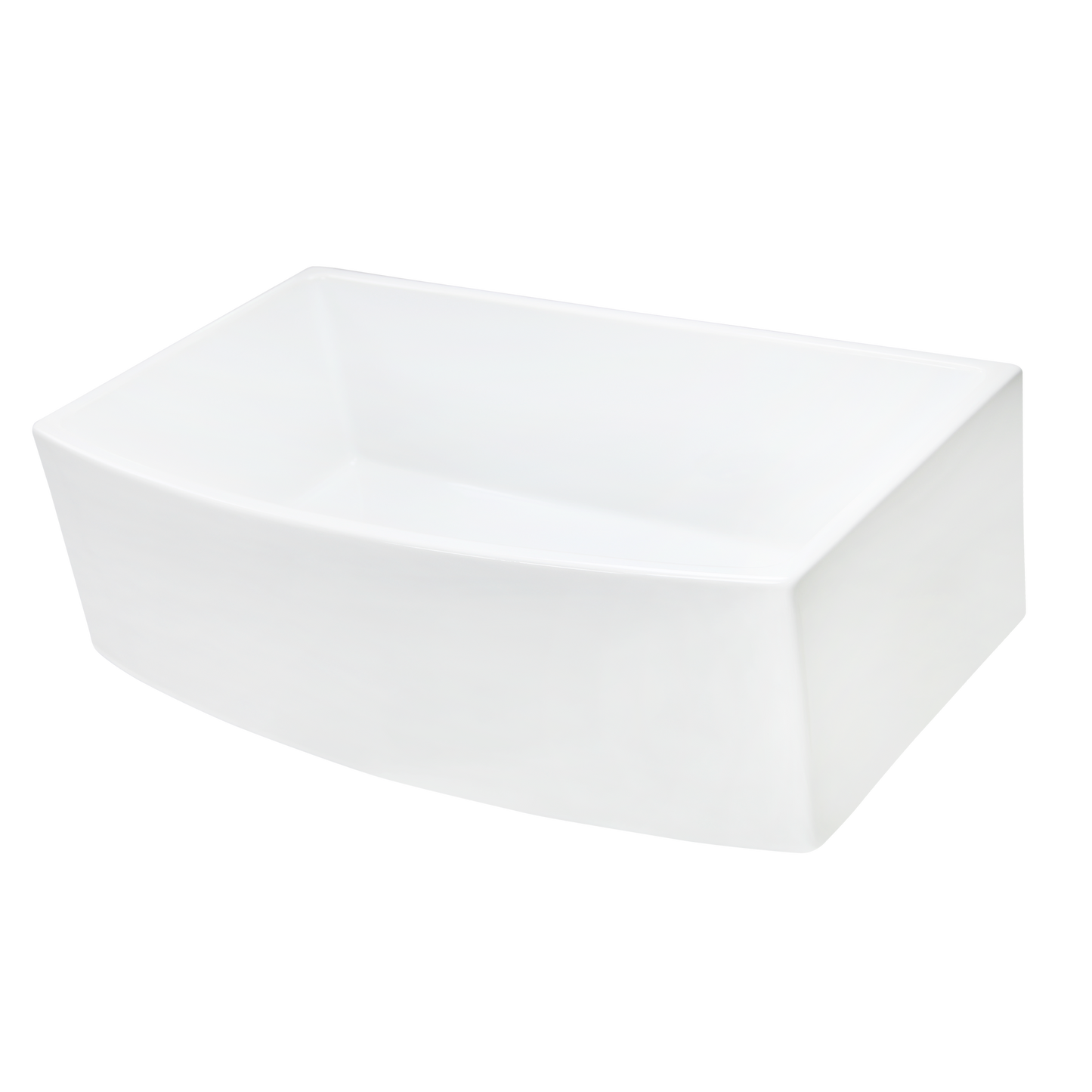 Nantucket Sinks Vineyard Collection 33" Rectangle Arched Front Undermount Porcelain Enamel Glaze White Fireclay Single Bowl Farmhouse Kitchen Sink With Curved Apron