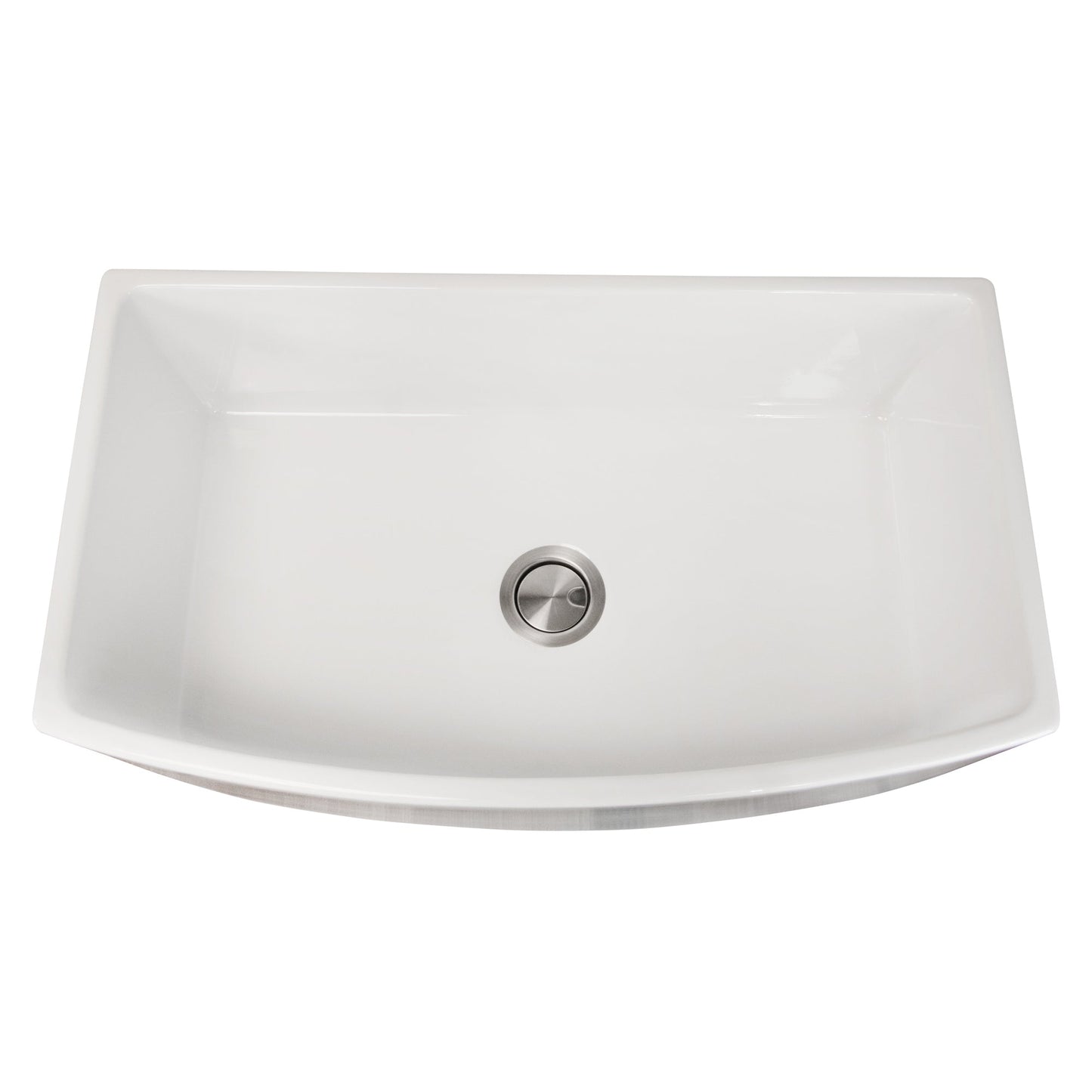 Nantucket Sinks Vineyard Collection 33" Rectangle Arched Front Undermount Porcelain Enamel Glaze White Fireclay Single Bowl Farmhouse Kitchen Sink With Curved Apron