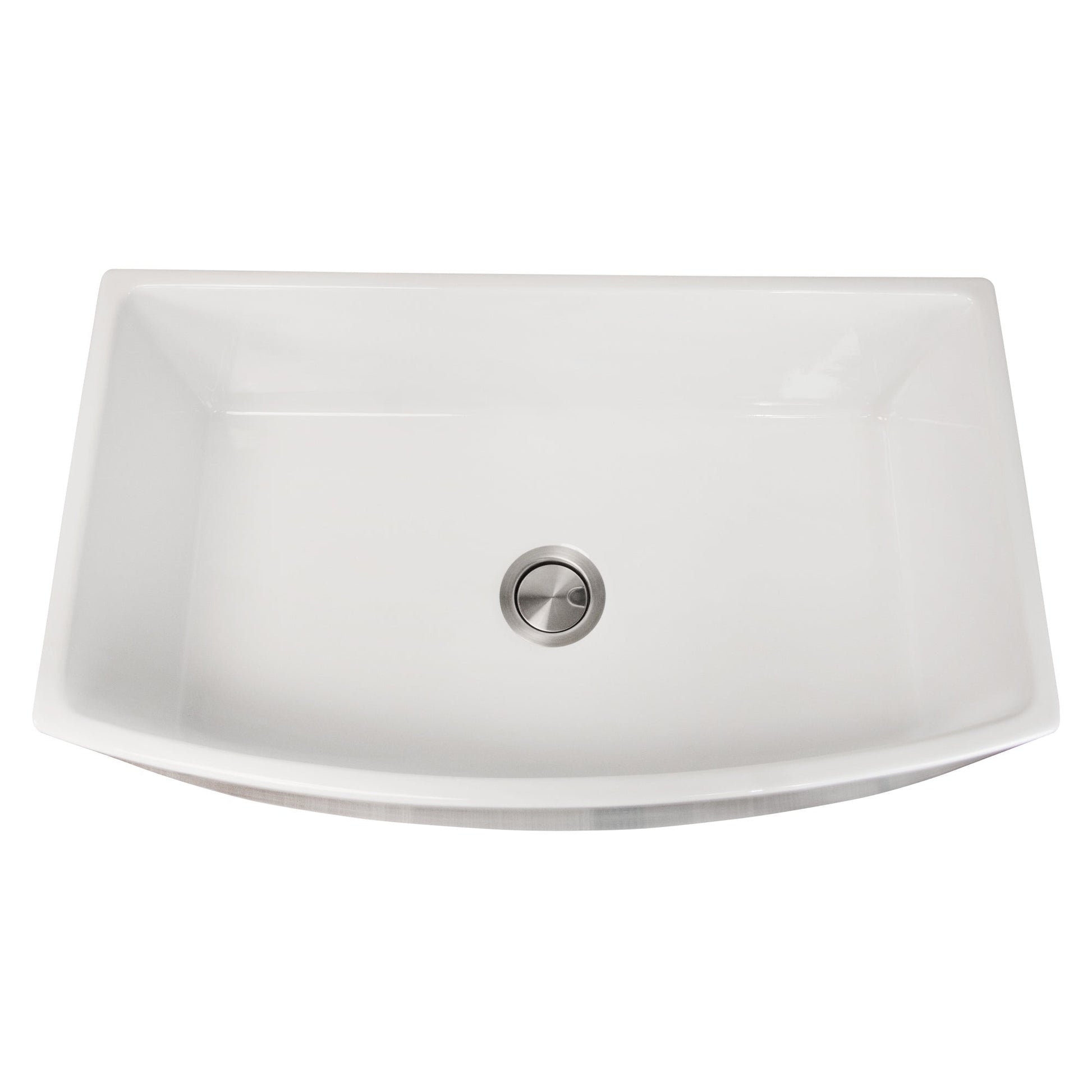 Nantucket Sinks Vineyard Collection 33" Rectangle Arched Front Undermount Porcelain Enamel Glaze White Fireclay Single Bowl Farmhouse Kitchen Sink With Curved Apron