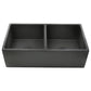 Nantucket Sinks Vineyard Collection 33" Rectangle Undermount Porcelain Enamel Glaze Concrete Grey Fireclay Double Bowl Farmhouse Apron Kitchen Sink With Concrete Finish