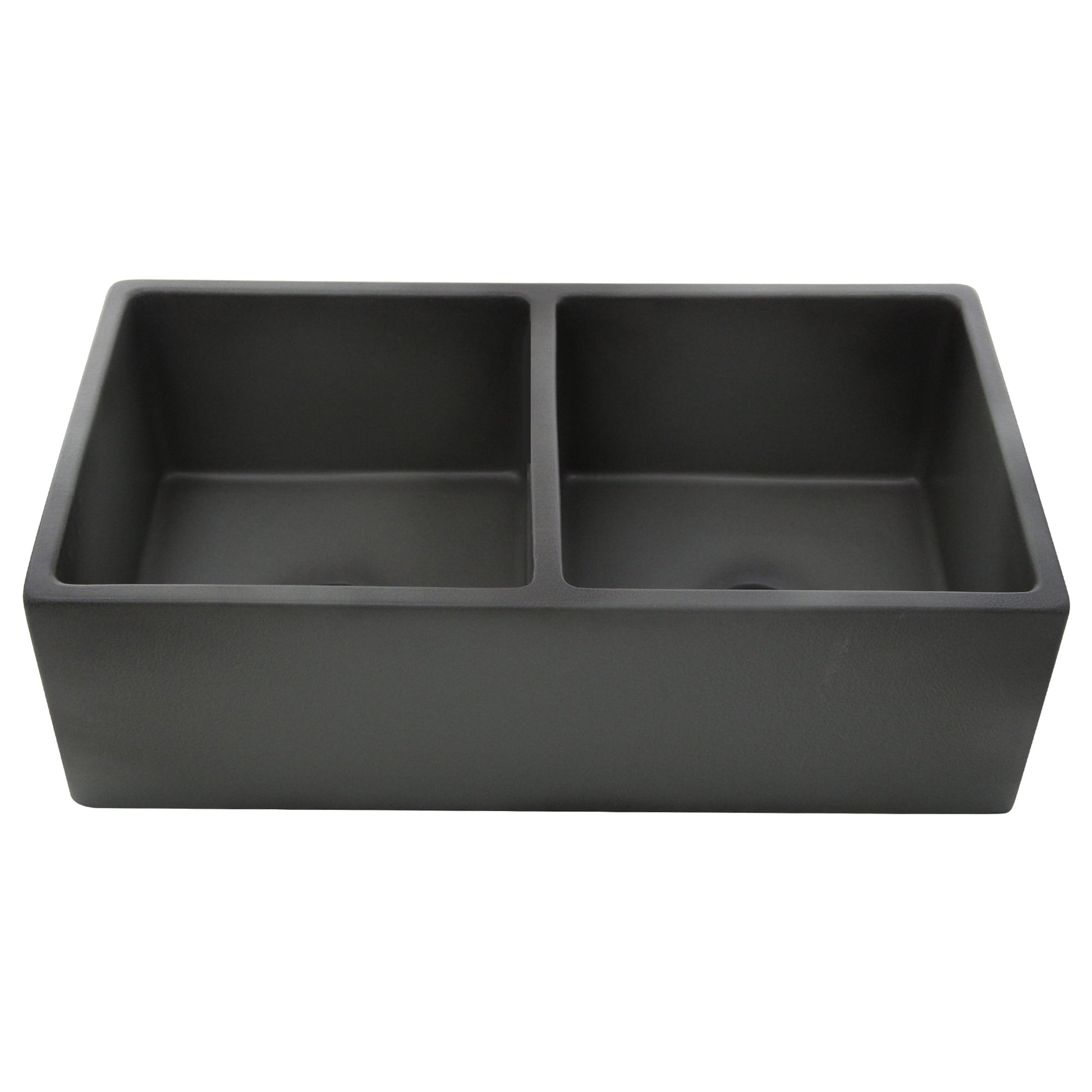 Nantucket Sinks Vineyard Collection 33" Rectangle Undermount Porcelain Enamel Glaze Concrete Grey Fireclay Double Bowl Farmhouse Apron Kitchen Sink With Concrete Finish