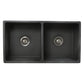 Nantucket Sinks Vineyard Collection 33" Rectangle Undermount Porcelain Enamel Glaze Concrete Grey Fireclay Double Bowl Farmhouse Apron Kitchen Sink With Concrete Finish