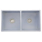 Nantucket Sinks Vineyard Collection 33" Rectangle Undermount Porcelain Enamel Glaze Light Blue Fireclay Double Bowl Farmhouse Apron Kitchen Sink With Shabby Sugar Finish