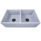 Nantucket Sinks Vineyard Collection 33" Rectangle Undermount Porcelain Enamel Glaze Light Blue Fireclay Double Bowl Farmhouse Apron Kitchen Sink With Shabby Sugar Finish