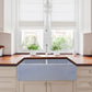 Nantucket Sinks Vineyard Collection 33" Rectangle Undermount Porcelain Enamel Glaze Light Blue Fireclay Double Bowl Farmhouse Apron Kitchen Sink With Shabby Sugar Finish