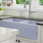 Nantucket Sinks Vineyard Collection 33" Rectangle Undermount Porcelain Enamel Glaze Light Blue Fireclay Double Bowl Farmhouse Apron Kitchen Sink With Shabby Sugar Finish