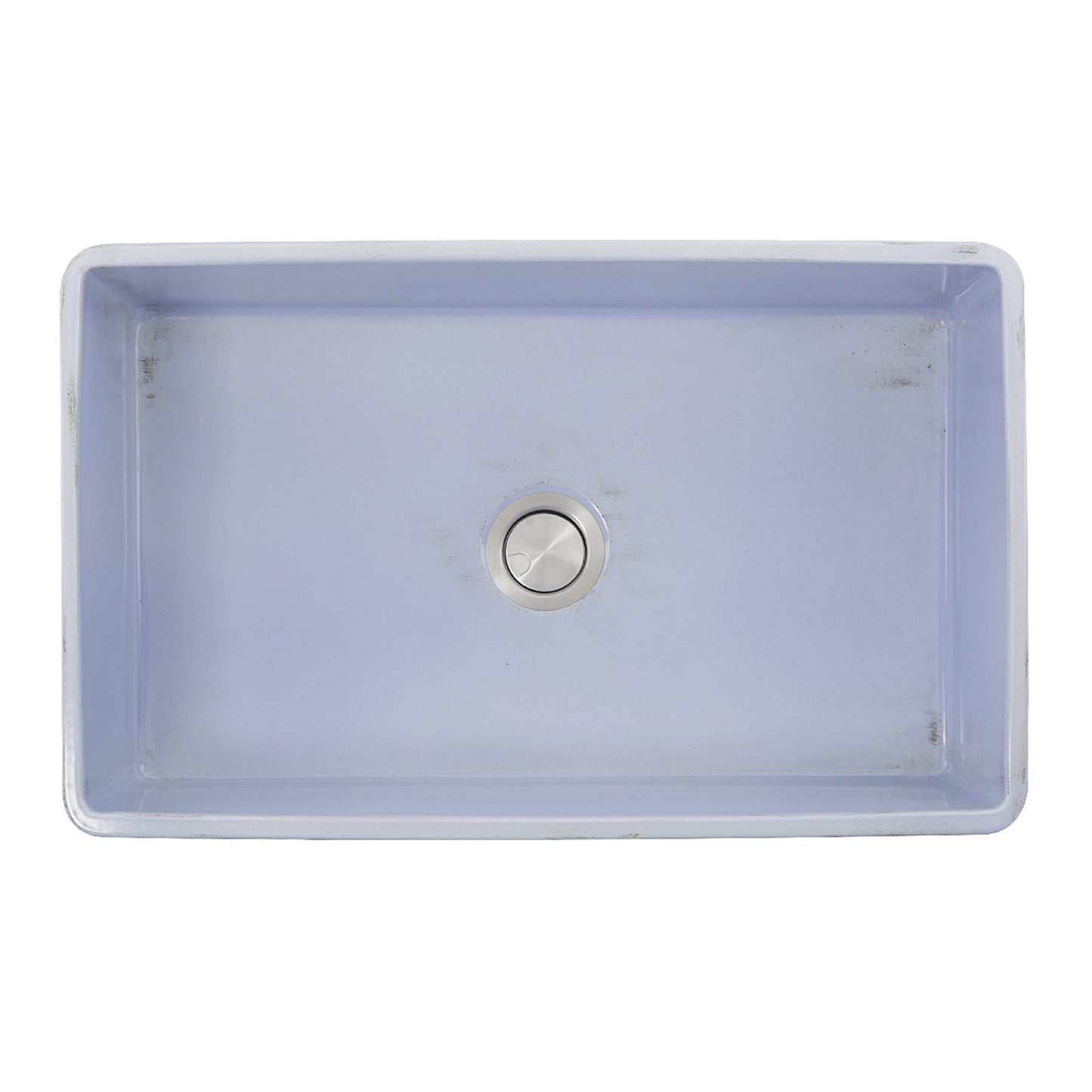 Nantucket Sinks Vineyard Collection 33" Rectangle Undermount Porcelain Enamel Glaze Light Blue Fireclay Single Bowl Farmhouse Apron Kitchen Sink With Shabby Sugar Finish
