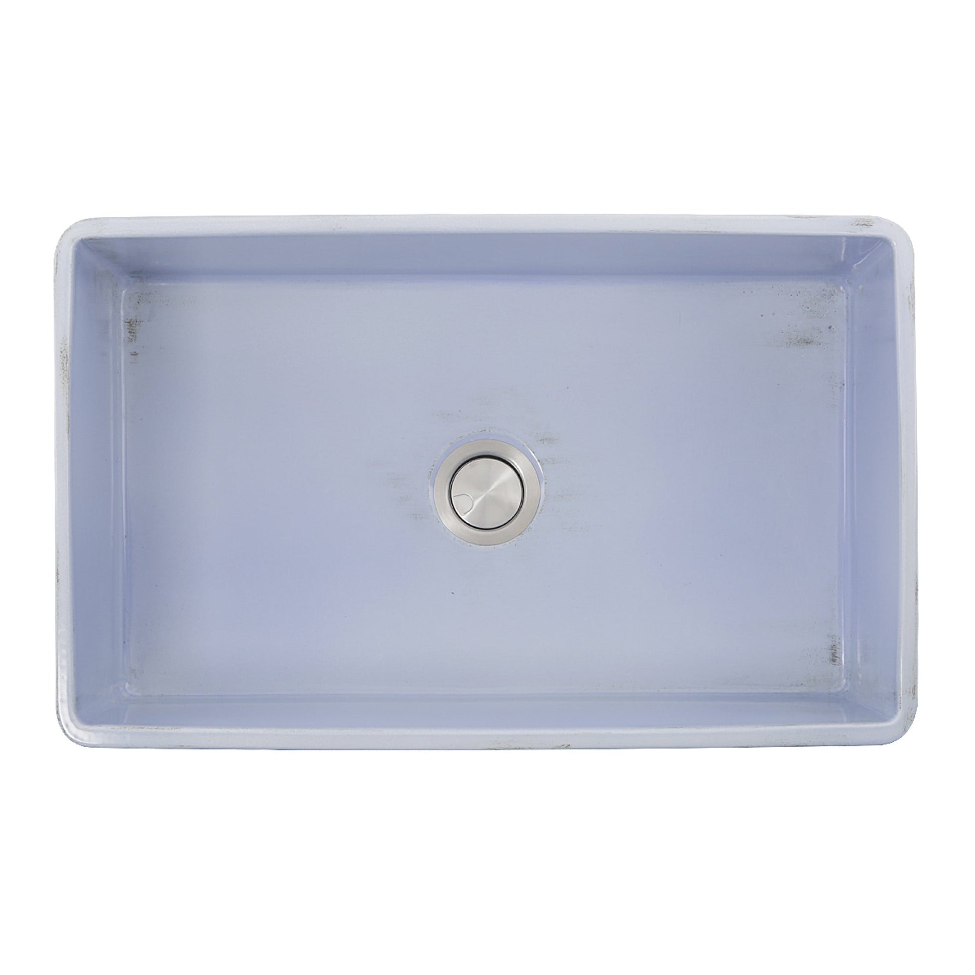 Nantucket Sinks Vineyard Collection 33" Rectangle Undermount Porcelain Enamel Glaze Light Blue Fireclay Single Bowl Farmhouse Apron Kitchen Sink With Shabby Sugar Finish