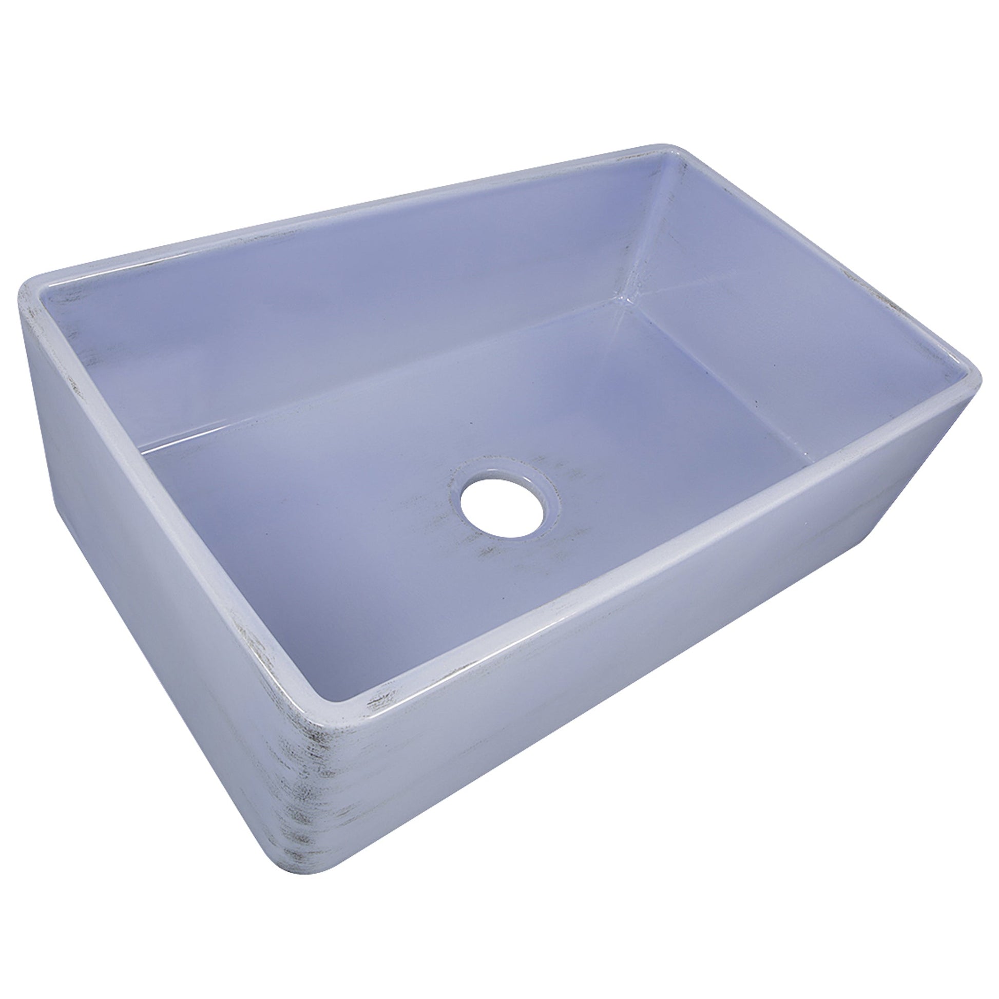 Nantucket Sinks Vineyard Collection 33" Rectangle Undermount Porcelain Enamel Glaze Light Blue Fireclay Single Bowl Farmhouse Apron Kitchen Sink With Shabby Sugar Finish