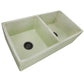 Nantucket Sinks Vineyard Collection 33" Rectangle Undermount Porcelain Enamel Glaze Light Green Fireclay Double Bowl Farmhouse Apron Kitchen Sink With Shabby Green Finish