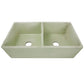 Nantucket Sinks Vineyard Collection 33" Rectangle Undermount Porcelain Enamel Glaze Light Green Fireclay Double Bowl Farmhouse Apron Kitchen Sink With Shabby Green Finish