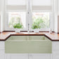 Nantucket Sinks Vineyard Collection 33" Rectangle Undermount Porcelain Enamel Glaze Light Green Fireclay Double Bowl Farmhouse Apron Kitchen Sink With Shabby Green Finish