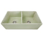Nantucket Sinks Vineyard Collection 33" Rectangle Undermount Porcelain Enamel Glaze Light Green Fireclay Double Bowl Farmhouse Apron Kitchen Sink With Shabby Green Finish