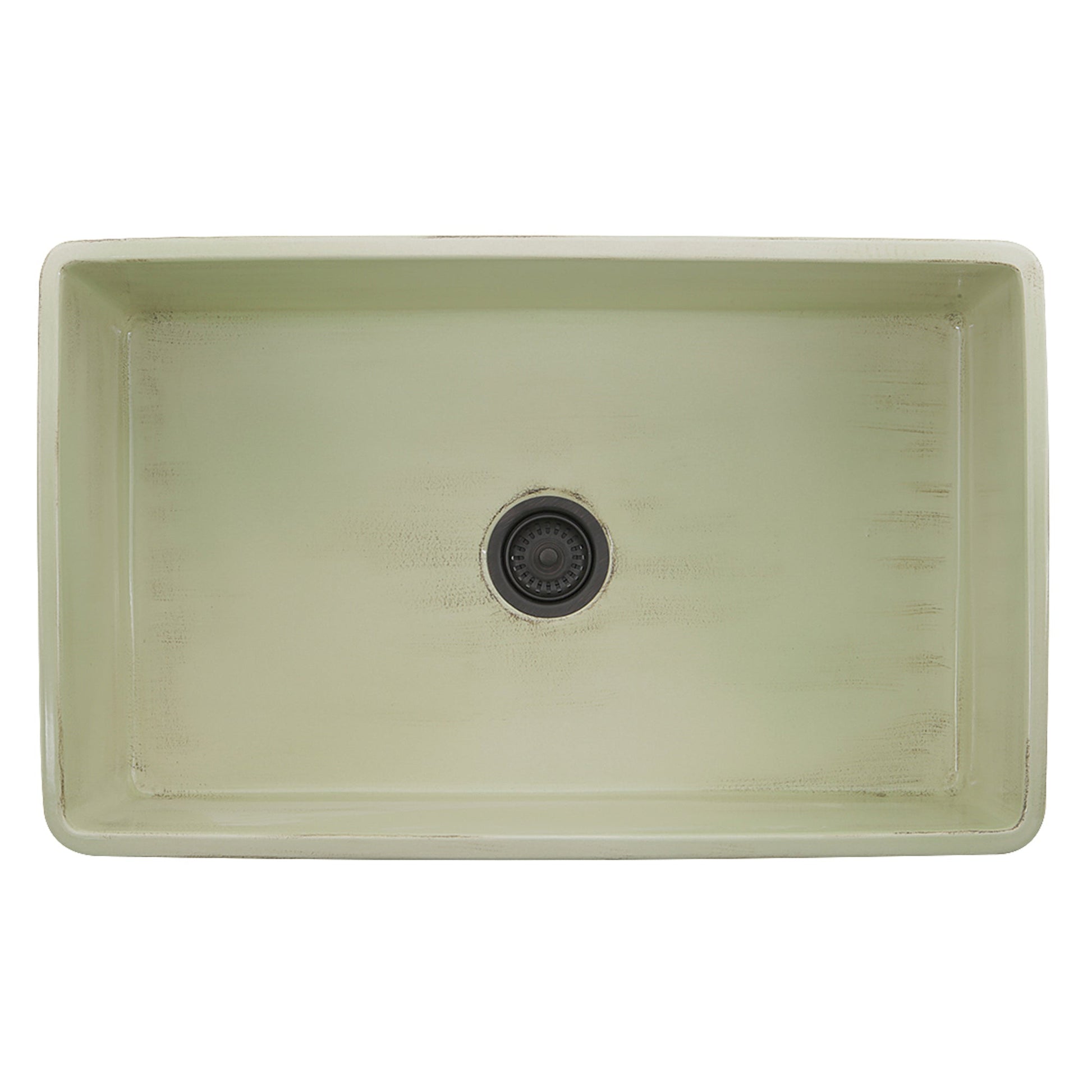 Nantucket Sinks Vineyard Collection 33" Rectangle Undermount Porcelain Enamel Glaze Light Green Fireclay Single Bowl Farmhouse Apron Kitchen Sink With Shabby Green Finish