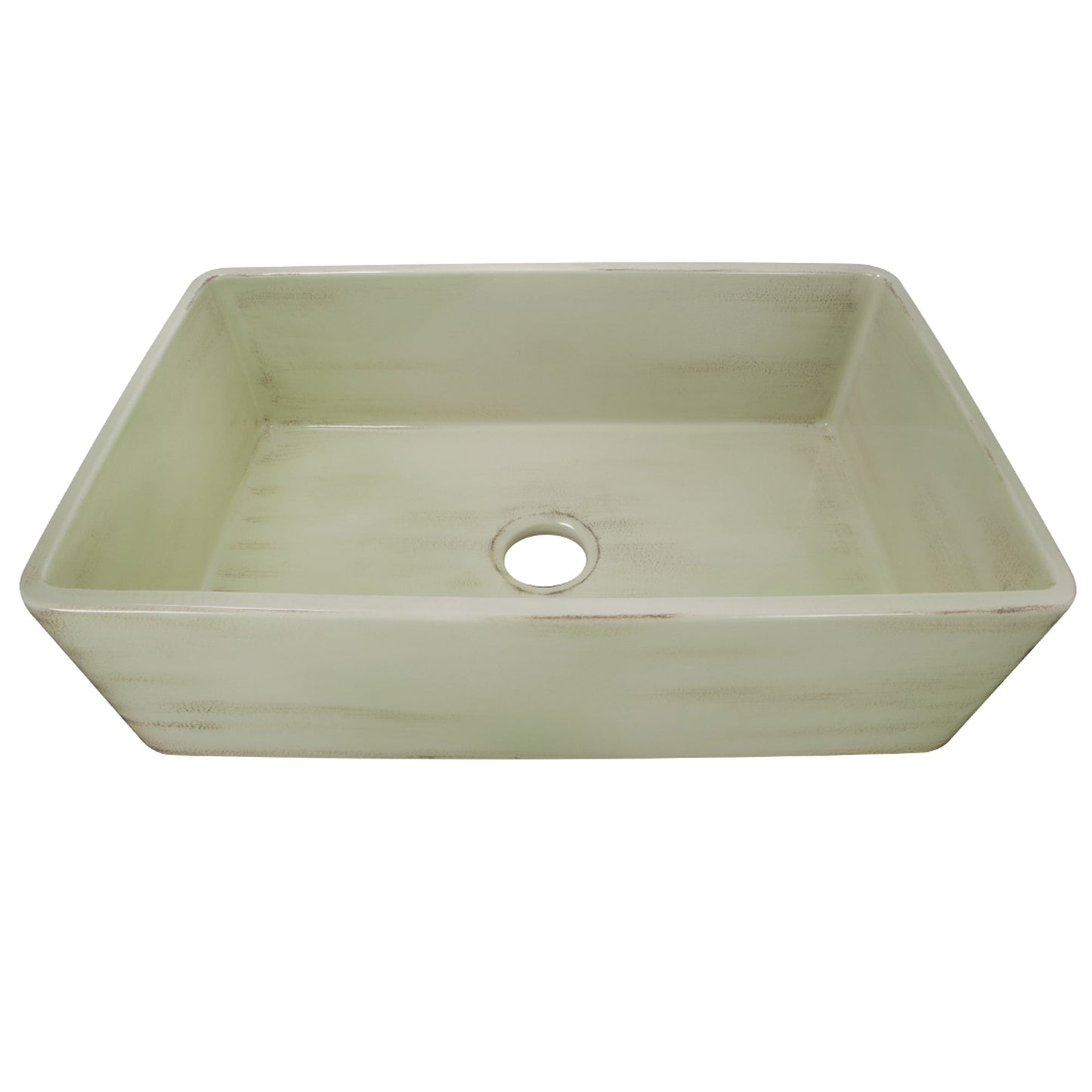 Nantucket Sinks Vineyard Collection 33" Rectangle Undermount Porcelain Enamel Glaze Light Green Fireclay Single Bowl Farmhouse Apron Kitchen Sink With Shabby Green Finish