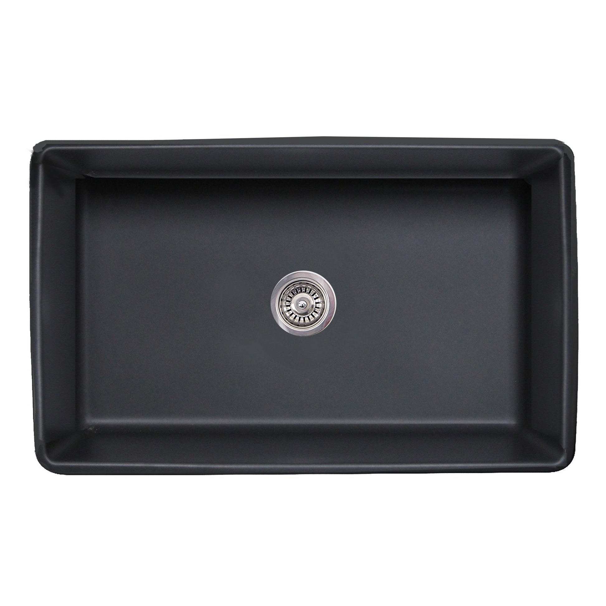 Nantucket Sinks Vineyard Collection 33" Rectangle Undermount Porcelain Enamel Glaze Matte Black Fireclay Single Bowl Farmhouse Apron Kitchen Sink With Filigree Apron