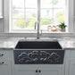 Nantucket Sinks Vineyard Collection 33" Rectangle Undermount Porcelain Enamel Glaze Matte Black Fireclay Single Bowl Farmhouse Apron Kitchen Sink With Filigree Apron