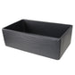 Nantucket Sinks Vineyard Collection 33" Rectangle Undermount Porcelain Enamel Glaze Matte Black Fireclay Single Bowl Farmhouse Apron Kitchen Sink With Waves Apron