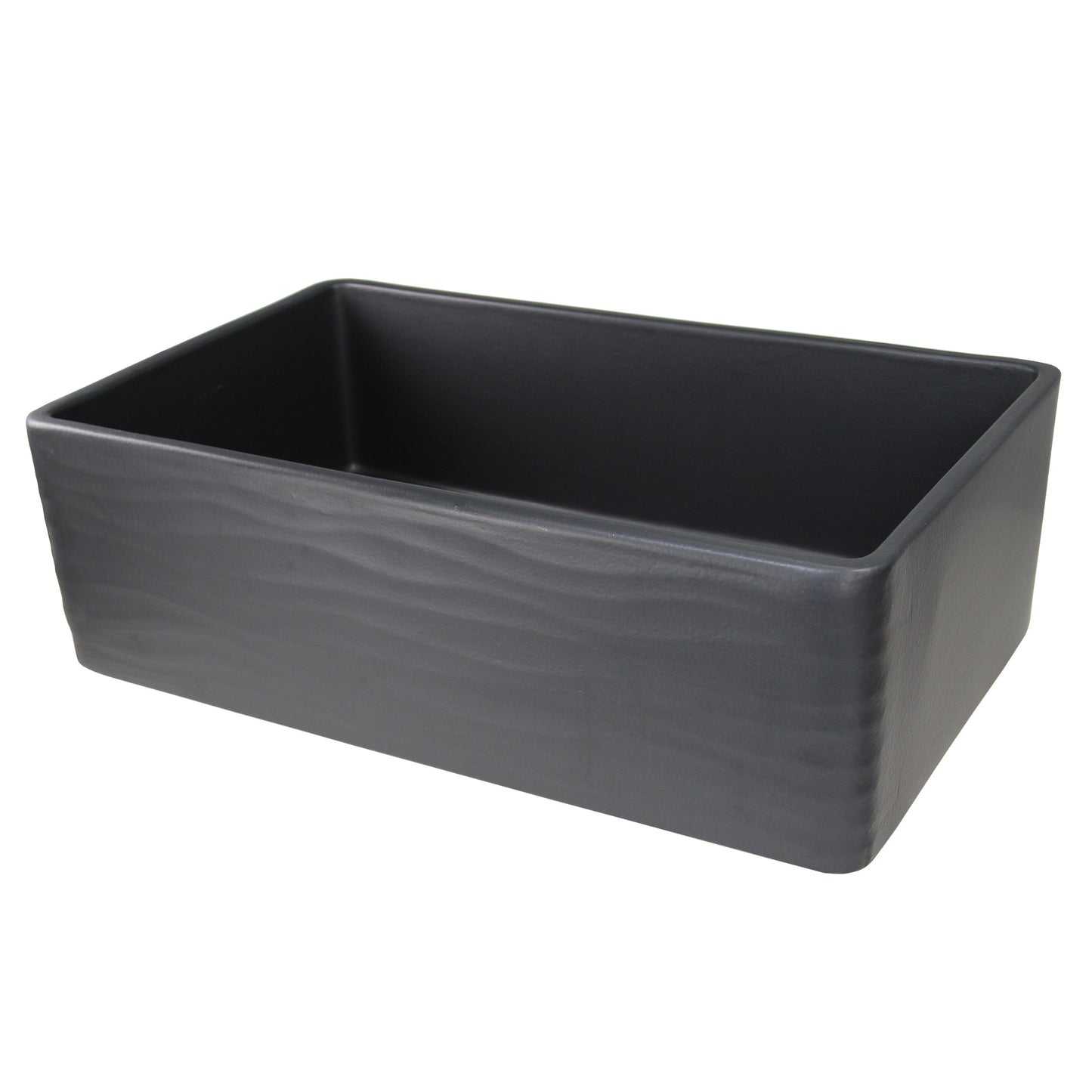 Nantucket Sinks Vineyard Collection 33" Rectangle Undermount Porcelain Enamel Glaze Matte Black Fireclay Single Bowl Farmhouse Apron Kitchen Sink With Waves Apron