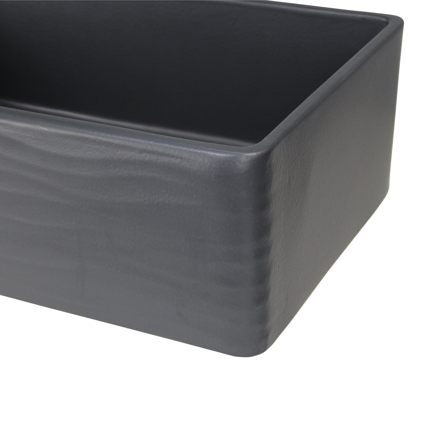 Nantucket Sinks Vineyard Collection 33" Rectangle Undermount Porcelain Enamel Glaze Matte Black Fireclay Single Bowl Farmhouse Apron Kitchen Sink With Waves Apron