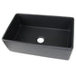 Nantucket Sinks Vineyard Collection 33" Rectangle Undermount Porcelain Enamel Glaze Matte Black Fireclay Single Bowl Farmhouse Apron Kitchen Sink With Waves Apron