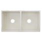 Nantucket Sinks Vineyard Collection 33" Rectangle Undermount Porcelain Enamel Glaze Pale Yellow Fireclay Double Bowl Farmhouse Apron Kitchen Sink With Shabby Straw Finish