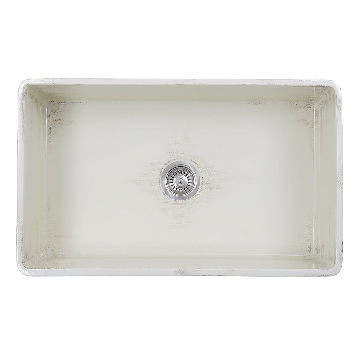 Nantucket Sinks Vineyard Collection 33" Rectangle Undermount Porcelain Enamel Glaze Pale Yellow Fireclay Single Bowl Farmhouse Apron Kitchen Sink With Shabby Straw Finish