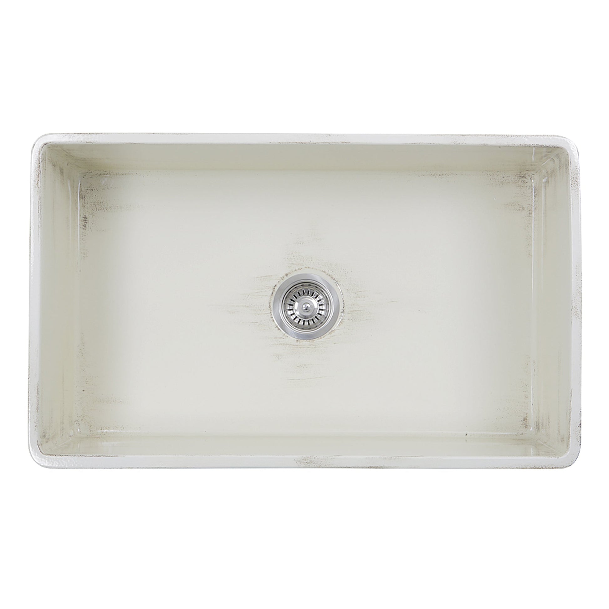 Nantucket Sinks Vineyard Collection 33" Rectangle Undermount Porcelain Enamel Glaze Pale Yellow Fireclay Single Bowl Farmhouse Apron Kitchen Sink With Shabby Straw Finish
