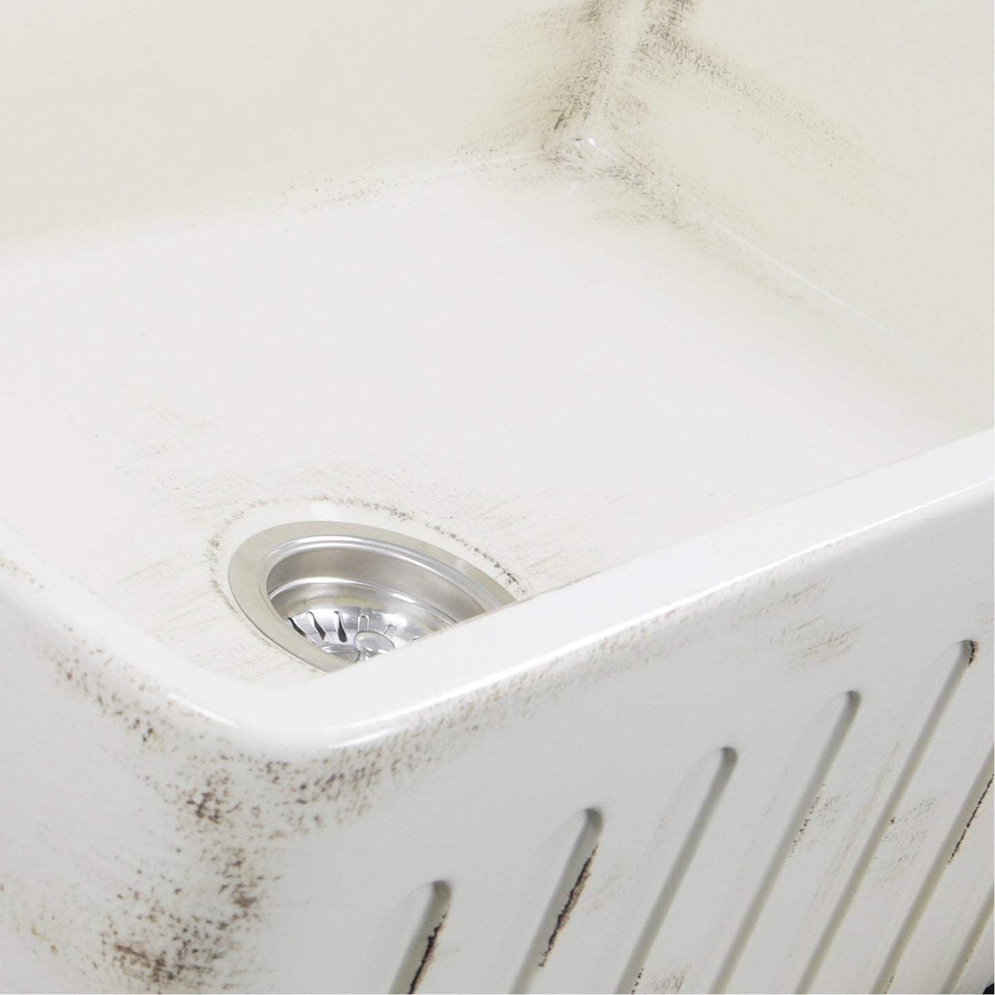 Nantucket Sinks Vineyard Collection 33" Rectangle Undermount Porcelain Enamel Glaze Pale Yellow Fireclay Single Bowl Farmhouse Apron Kitchen Sink With Shabby Straw Finish