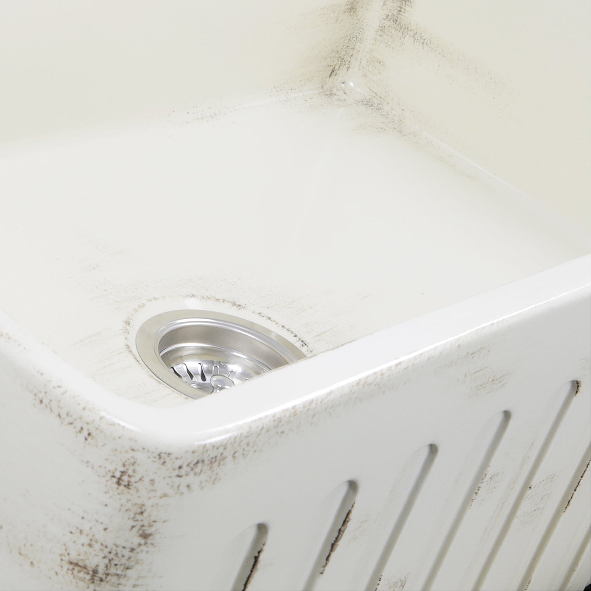 Nantucket Sinks Vineyard Collection 33" Rectangle Undermount Porcelain Enamel Glaze Pale Yellow Fireclay Single Bowl Farmhouse Apron Kitchen Sink With Shabby Straw Finish