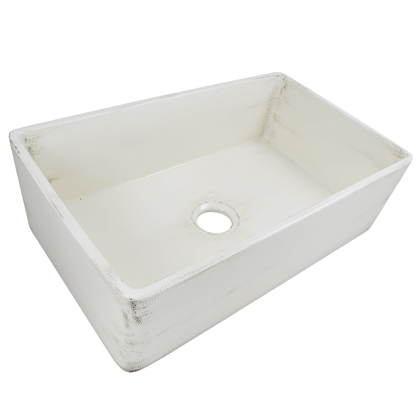 Nantucket Sinks Vineyard Collection 33" Rectangle Undermount Porcelain Enamel Glaze Pale Yellow Fireclay Single Bowl Farmhouse Apron Kitchen Sink With Shabby Straw Finish