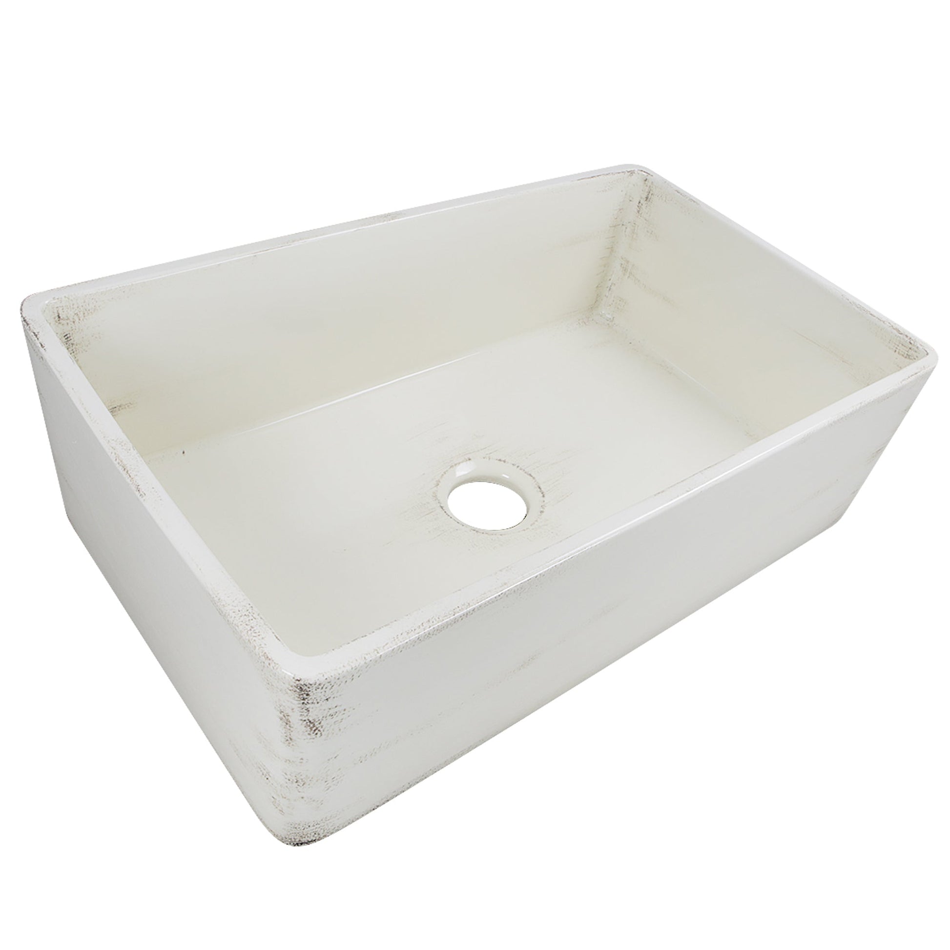 Nantucket Sinks Vineyard Collection 33" Rectangle Undermount Porcelain Enamel Glaze Pale Yellow Fireclay Single Bowl Farmhouse Apron Kitchen Sink With Shabby Straw Finish