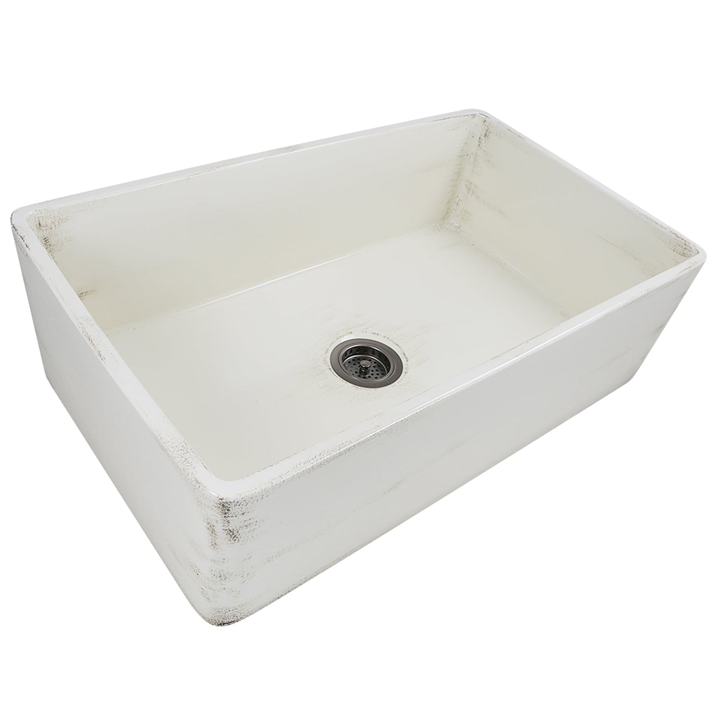 Nantucket Sinks Vineyard Collection 33" Rectangle Undermount Porcelain Enamel Glaze Pale Yellow Fireclay Single Bowl Farmhouse Apron Kitchen Sink With Shabby Straw Finish