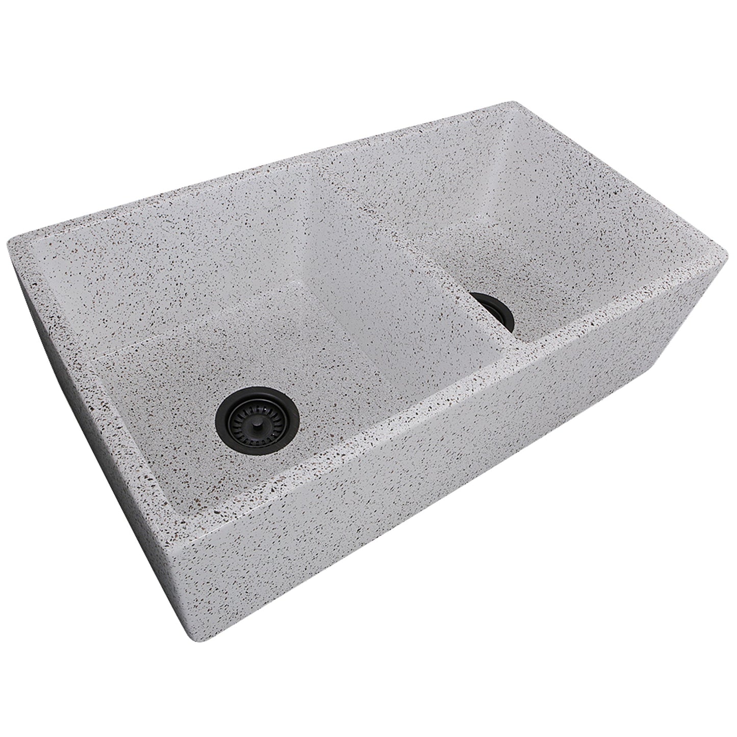 Nantucket Sinks Vineyard Collection 33" Rectangle Undermount Porcelain Enamel Glaze Various neutrals Fireclay Double Bowl Farmhouse Apron Kitchen Sink With Pietra Sarda Finish