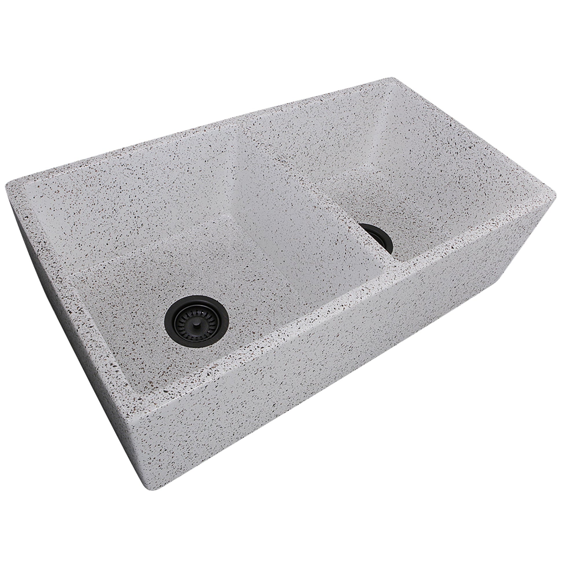 Nantucket Sinks Vineyard Collection 33" Rectangle Undermount Porcelain Enamel Glaze Various neutrals Fireclay Double Bowl Farmhouse Apron Kitchen Sink With Pietra Sarda Finish