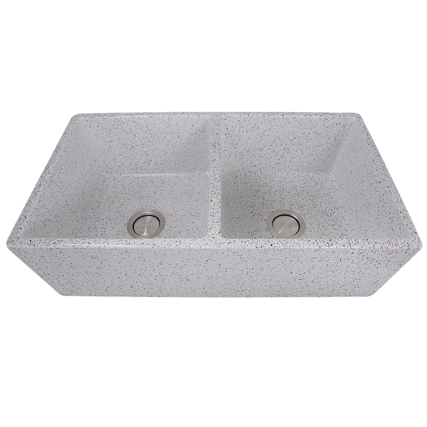 Nantucket Sinks Vineyard Collection 33" Rectangle Undermount Porcelain Enamel Glaze Various neutrals Fireclay Double Bowl Farmhouse Apron Kitchen Sink With Pietra Sarda Finish