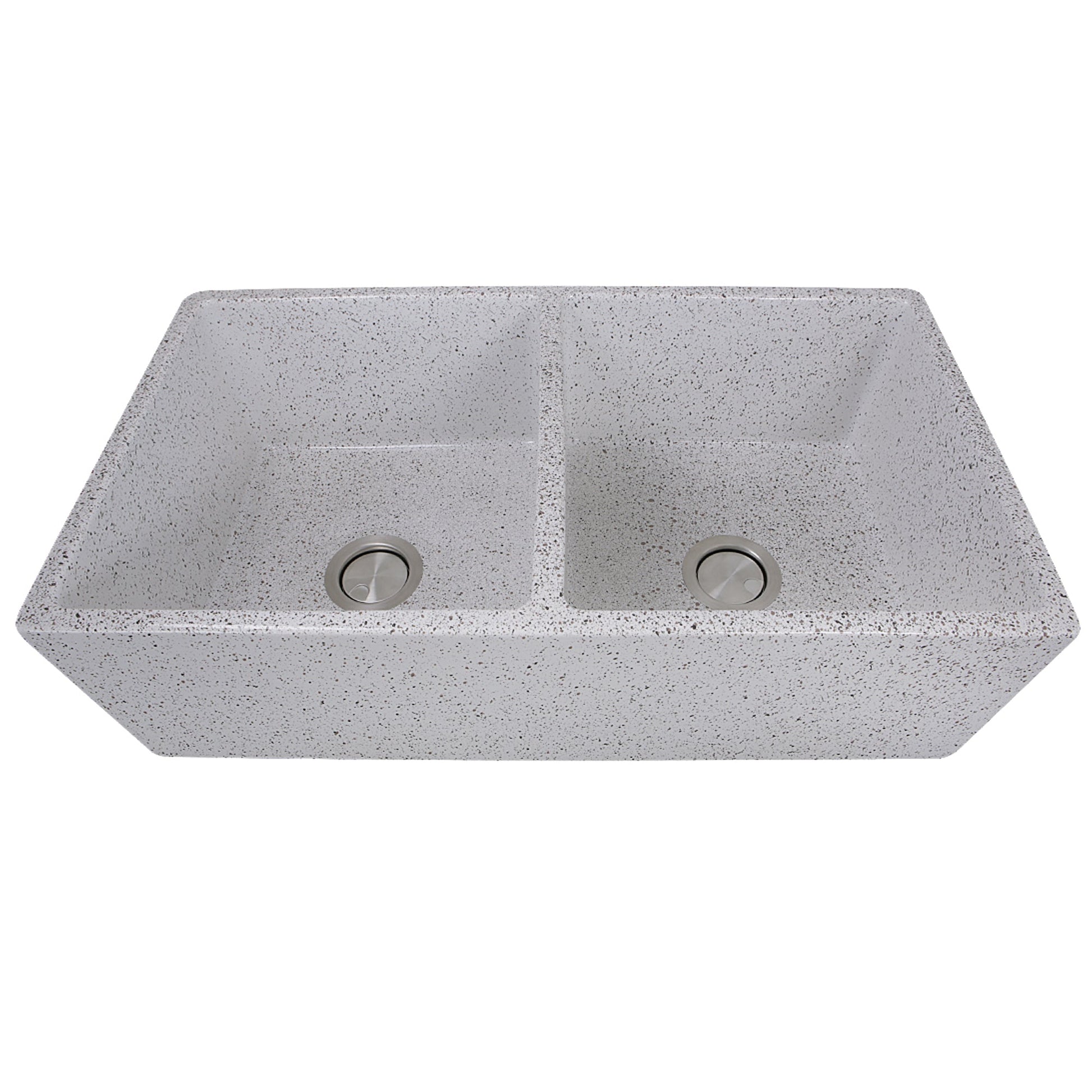 Nantucket Sinks Vineyard Collection 33" Rectangle Undermount Porcelain Enamel Glaze Various neutrals Fireclay Double Bowl Farmhouse Apron Kitchen Sink With Pietra Sarda Finish