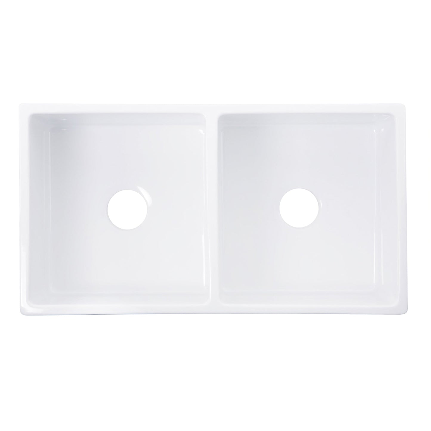 Nantucket Sinks Vineyard Collection 33" Rectangle Undermount Porcelain Enamel Glaze White Fireclay Double Bowl Farmhouse Apron Kitchen Sink With Filigree Apron