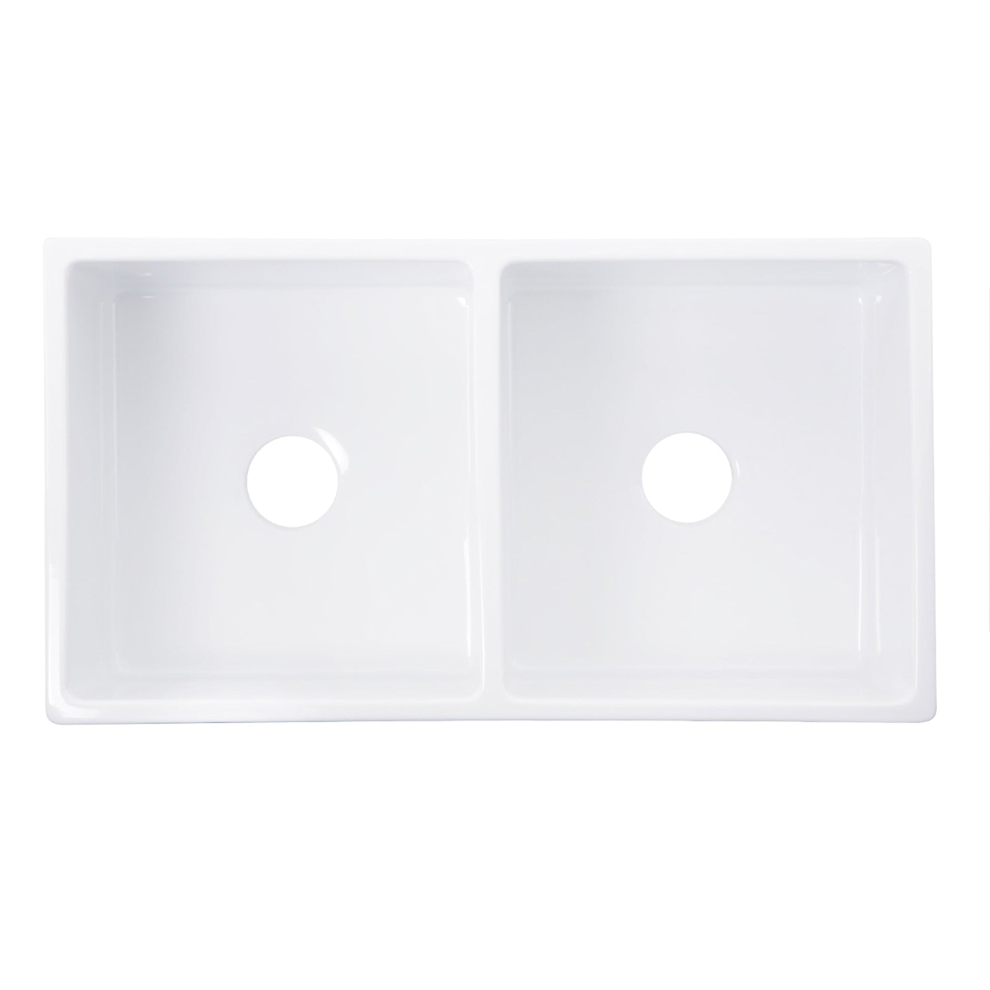 Nantucket Sinks Vineyard Collection 33" Rectangle Undermount Porcelain Enamel Glaze White Fireclay Double Bowl Farmhouse Apron Kitchen Sink With Filigree Apron