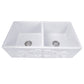 Nantucket Sinks Vineyard Collection 33" Rectangle Undermount Porcelain Enamel Glaze White Fireclay Double Bowl Farmhouse Apron Kitchen Sink With Filigree Apron
