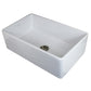 Nantucket Sinks Vineyard Collection 33" Rectangle Undermount Porcelain Enamel Glaze White Fireclay Single Bowl Farmhouse Kitchen Sink With Waves Apron