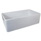 Nantucket Sinks Vineyard Collection 33" Rectangle Undermount Porcelain Enamel Glaze White Fireclay Single Bowl Farmhouse Kitchen Sink With Waves Apron