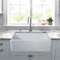 Nantucket Sinks Vineyard Collection 33" Rectangle Undermount Porcelain Enamel Glaze White Fireclay Single Bowl Farmhouse Kitchen Sink With Waves Apron