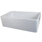Nantucket Sinks Vineyard Collection 33" Rectangle Undermount Porcelain Enamel Glaze White Fireclay Single Bowl Farmhouse Kitchen Sink With Waves Apron