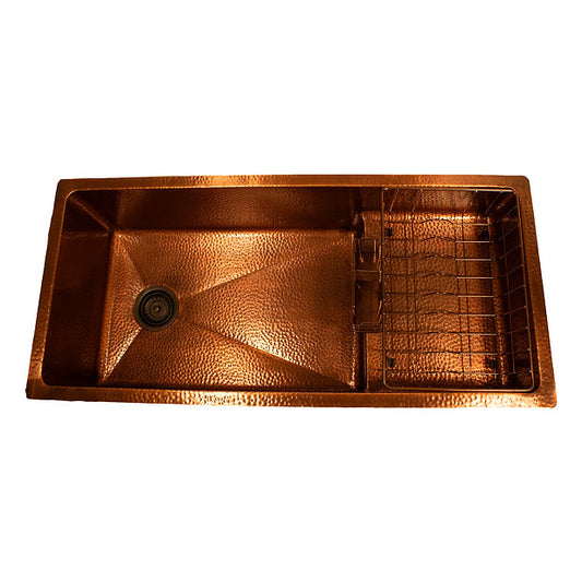 Nantucket Sinks X Studio Dearborn Hand-Hammered Copper Undermount Rectangular Kitchen Sink