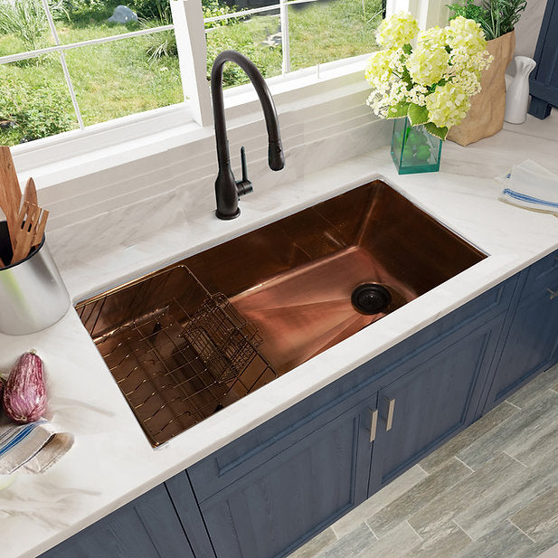Nantucket Sinks X Studio Dearborn Smooth Copper Undermount Rectangular Kitchen Sink