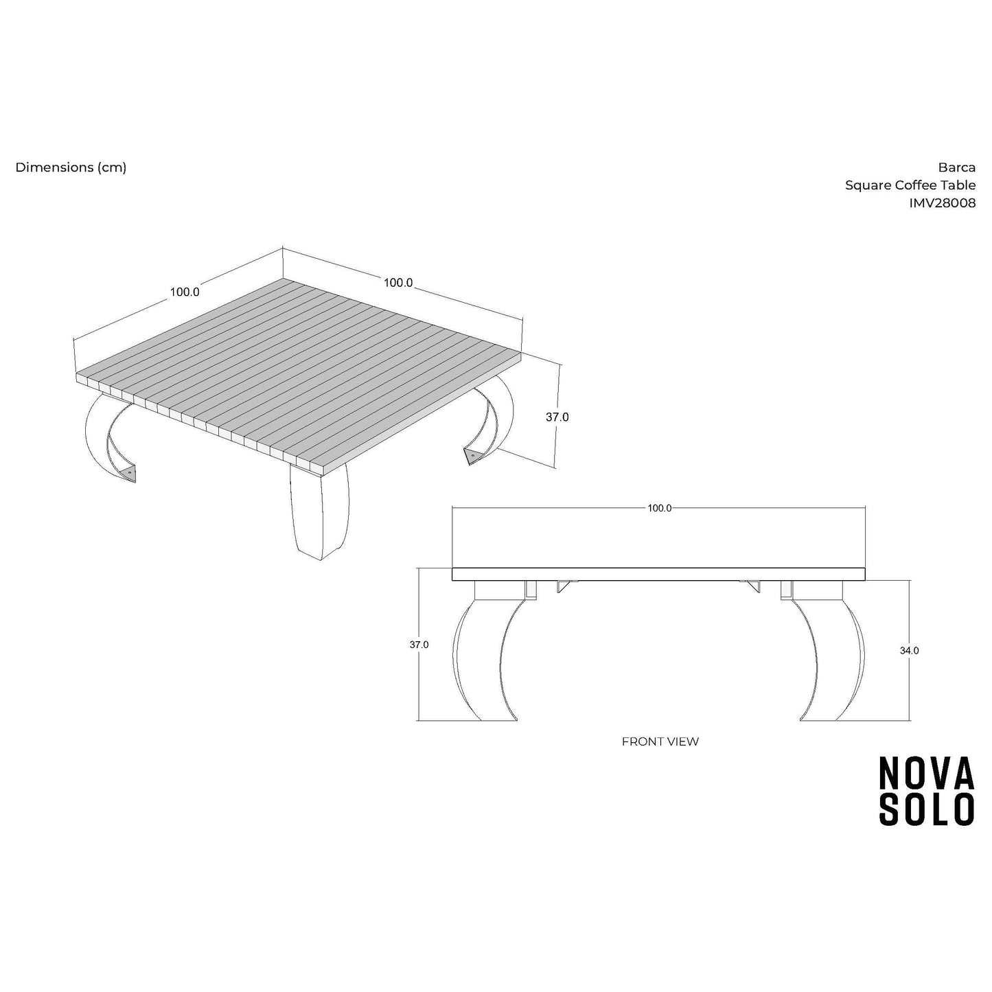 NovaSolo Barca 39" Square Natural Boat Wood Square Coffee Table With Clear Coat