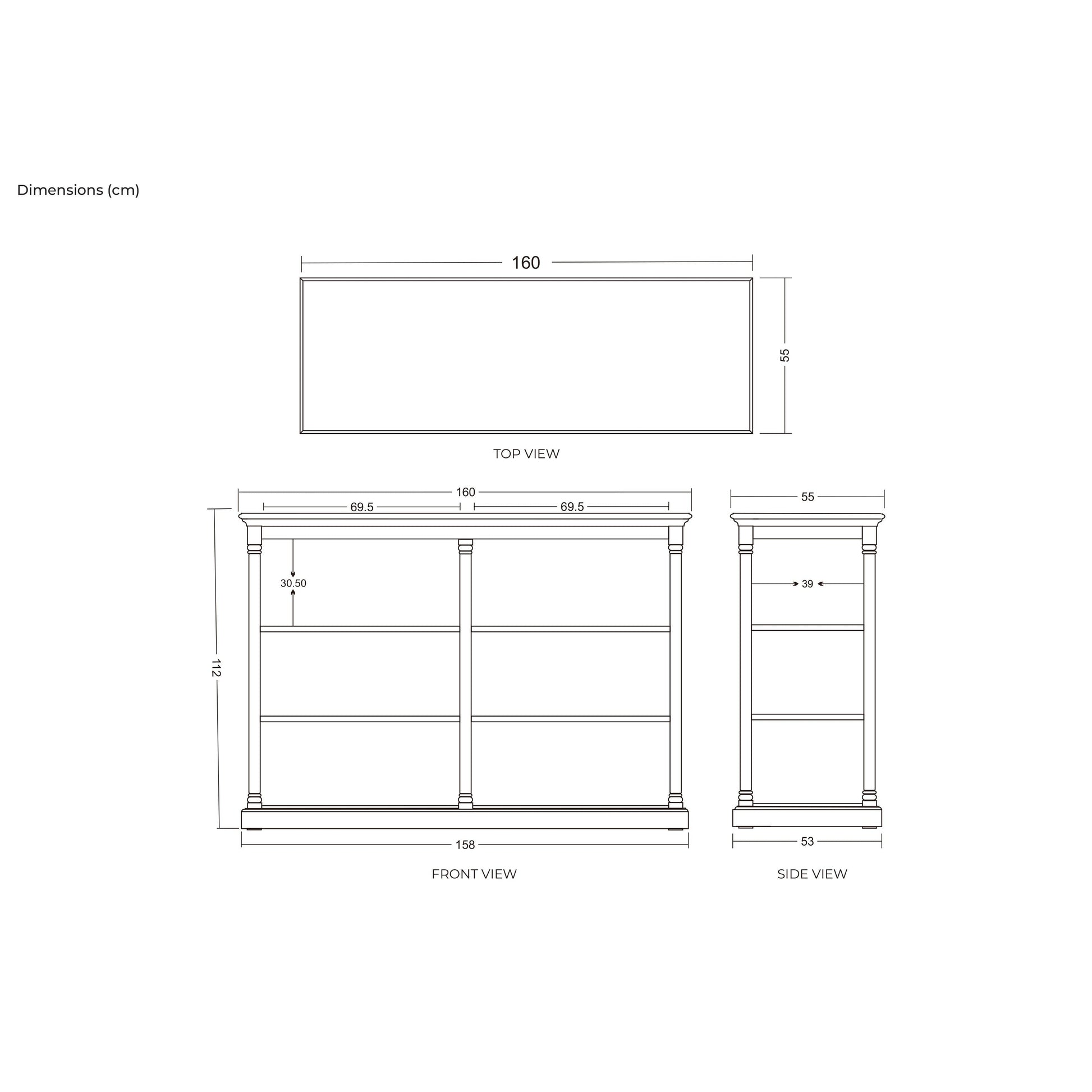 NovaSolo Bordeaux 63" Distressed White Mahogany Kitchen Shelving Unit With 6 Mahogany Boxes